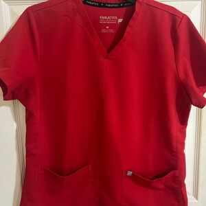Fabletics red scrub top